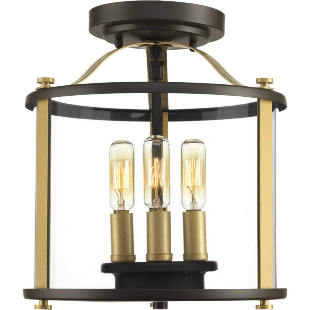 Progress Lighting P550011-020 Squire Three Light Semi-Flush Convertible Outdoor Bronze / Dark
