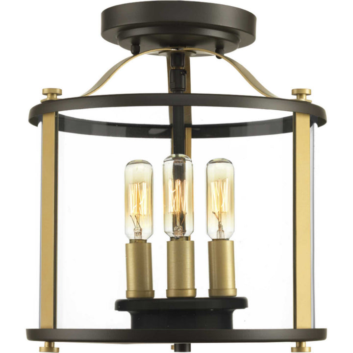 Progress Lighting P550011-020 Squire Three Light Semi-Flush Convertible Outdoor Bronze / Dark
