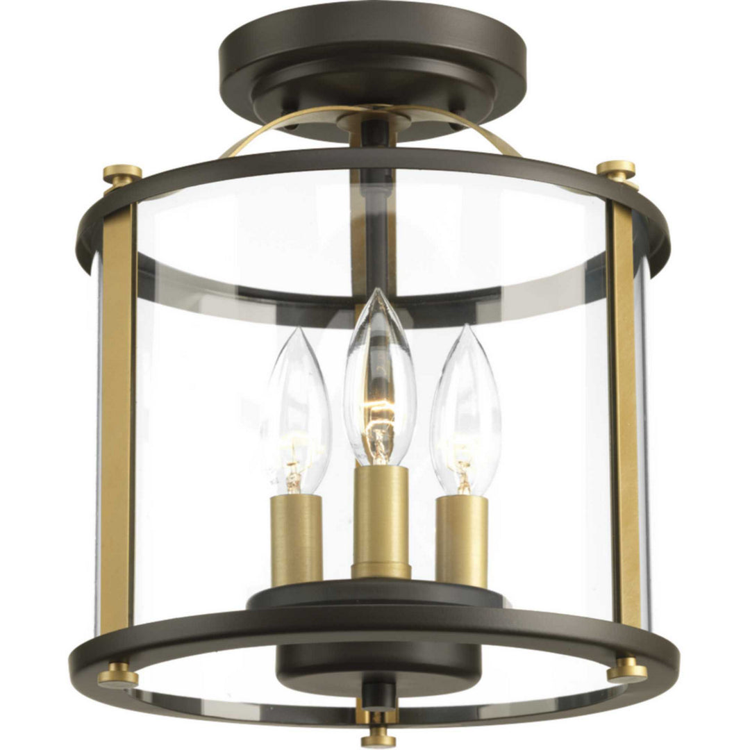 Progress Lighting P550011-020 Squire Three Light Semi-Flush Convertible Outdoor Bronze / Dark