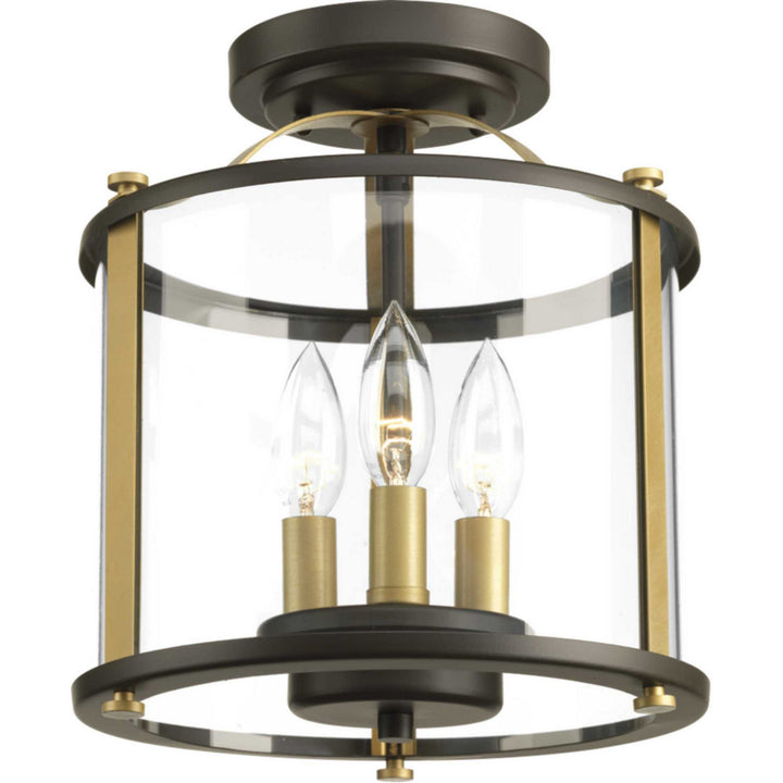 Progress Lighting P550011-020 Squire Three Light Semi-Flush Convertible Outdoor Bronze / Dark