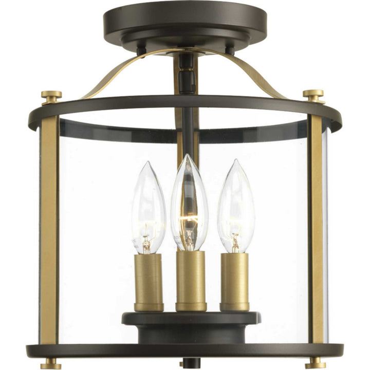 Progress Lighting P550011-020 Squire Three Light Semi-Flush Convertible Outdoor Bronze / Dark