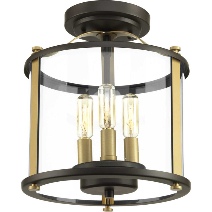 Progress Lighting P550011-020 Squire Three Light Semi-Flush Convertible Outdoor Bronze / Dark