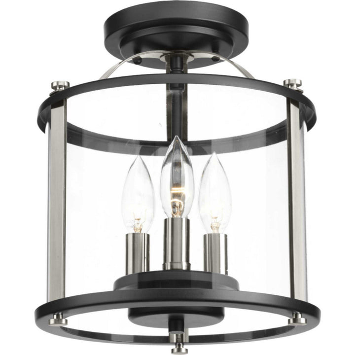 Progress Lighting P550011-031 Squire Three Light Semi-Flush Convertible Outdoor Black