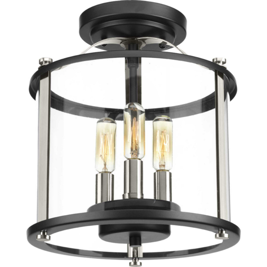Progress Lighting P550011-031 Squire Three Light Semi-Flush Convertible Outdoor Black
