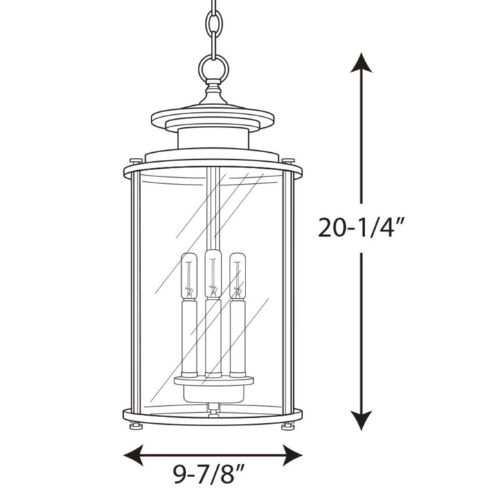 Progress Lighting P550012-031 Squire Three Light Hanging Lantern Outdoor Black