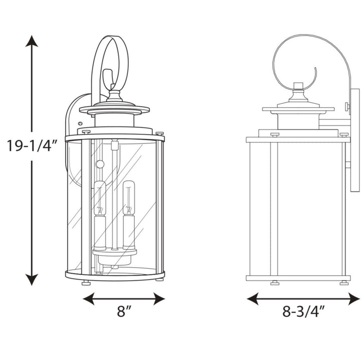 Progress Lighting P560037-020 Squire Two Light Wall Lantern Outdoor Bronze / Dark