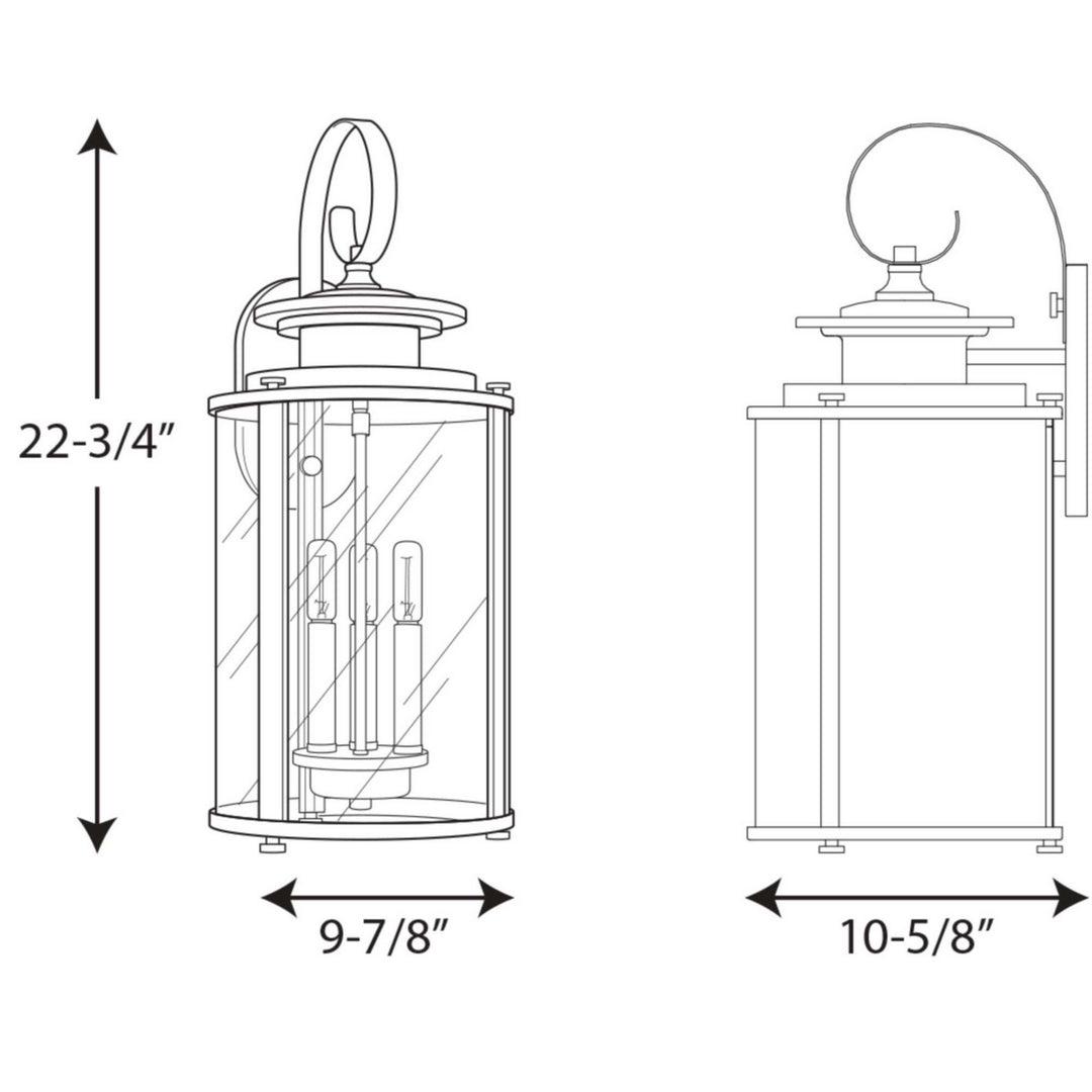 Progress Lighting P560038-031 Squire Three Light Large Wall Lantern Outdoor Black
