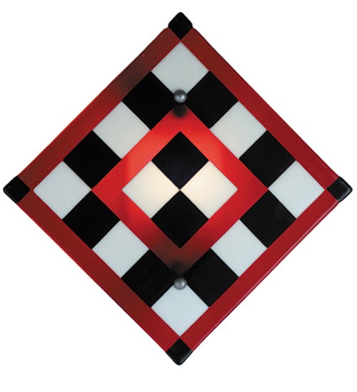 Meyda Tiffany Metro Fusion 82471 Wall Light - Black/White Check W/Red Stripe