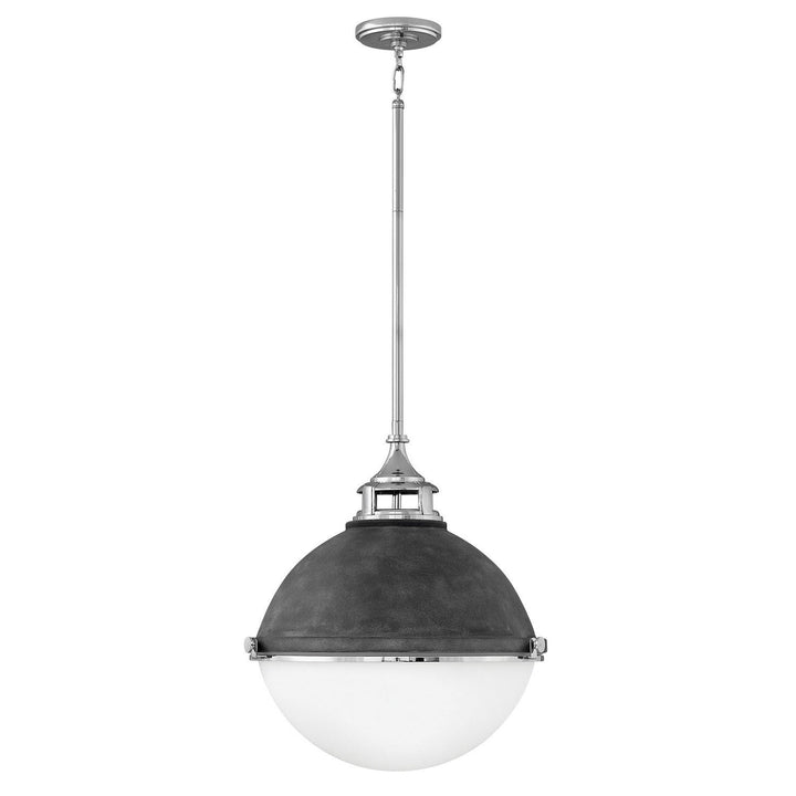 Hinkley Fletcher 4835DZ-PN Pendant Light - Aged Zinc with Polished Nickel accent