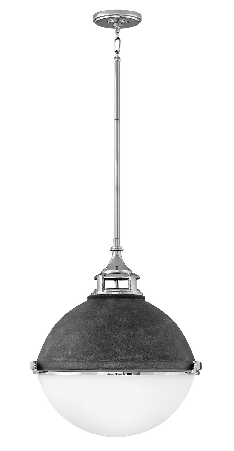 Hinkley Fletcher 4835DZ-PN Pendant Light - Aged Zinc with Polished Nickel accent