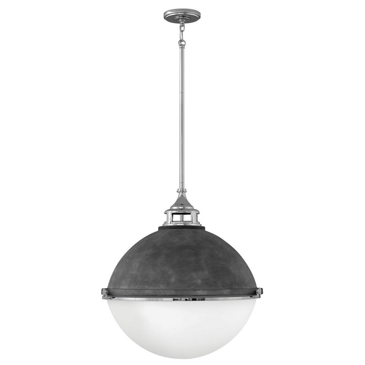 Hinkley Fletcher 4836DZ-PN Pendant Light - Aged Zinc with Polished Nickel accent