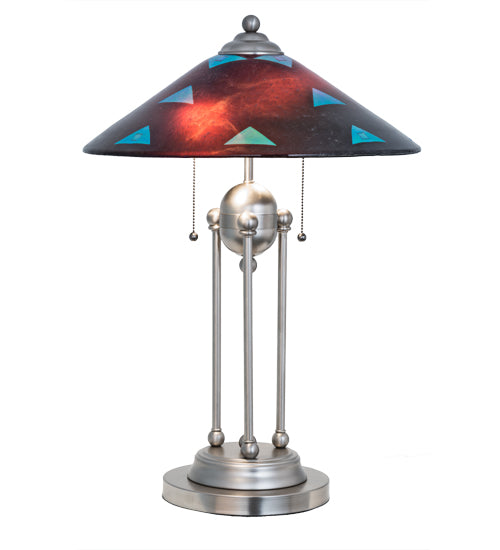 Meyda Tiffany Lighting 82485 Metro Fusion Three Light Table Lamp Lamp Pewter, Nickel, Silver