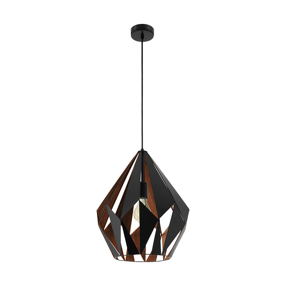Eglo Carlton 49878A Pendant Light - Matte Black/ Copper
