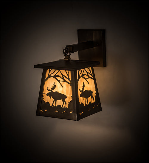 Meyda Tiffany Lighting 82636 Moose At Dawn One Light Wall Sconce Outdoor Bronze / Dark