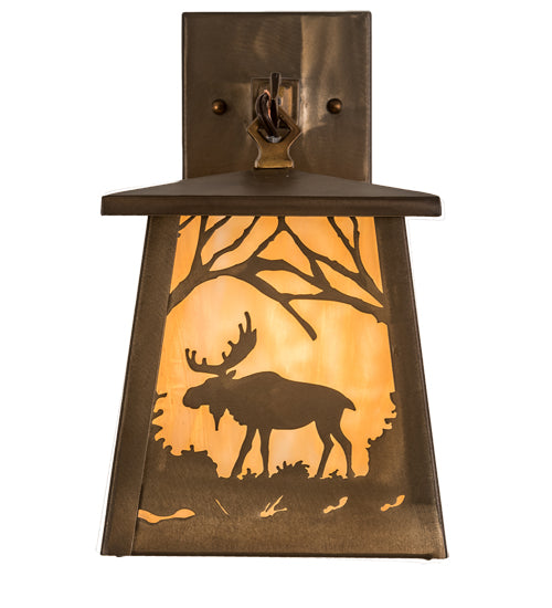 Meyda Tiffany Lighting 82636 Moose At Dawn One Light Wall Sconce Outdoor Bronze / Dark