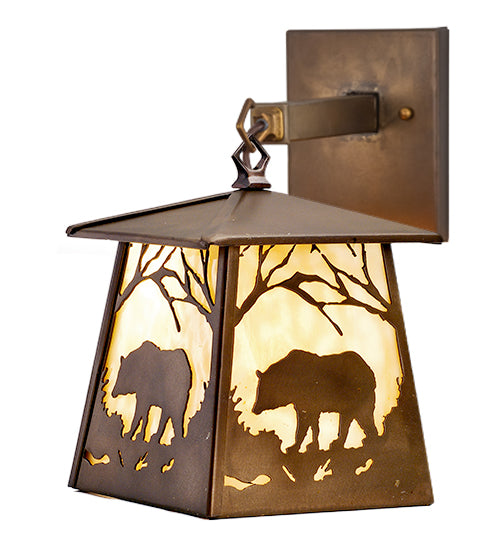 Meyda Tiffany Lighting 82639 Bear At Dawn One Light Wall Sconce Outdoor Copper/Antique/Verde