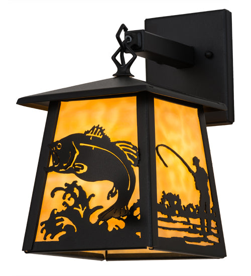 Meyda Tiffany Lighting 82641 Fly Fishing Creek One Light Wall Sconce Outdoor Black