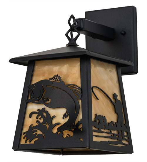 Meyda Tiffany Lighting 82641 Fly Fishing Creek One Light Wall Sconce Outdoor Black