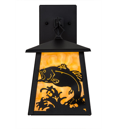 Meyda Tiffany Lighting 82641 Fly Fishing Creek One Light Wall Sconce Outdoor Black