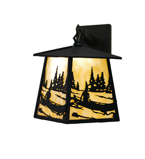 Meyda Tiffany Lighting 82642 Canoe At Lake One Light Wall Sconce Outdoor Black