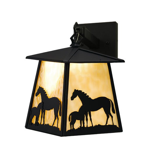 Meyda Tiffany Lighting 82644 Mare & Foal One Light Wall Sconce Outdoor Black