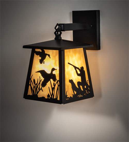 Meyda Tiffany Lighting 82645 Duck Hunter One Light Wall Sconce Outdoor Black