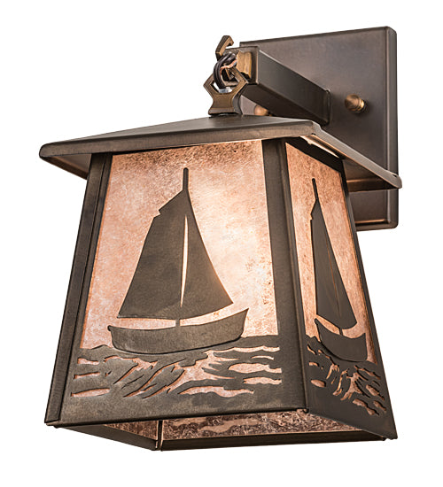 Meyda Tiffany Lighting 82646 Sailboat One Light Wall Sconce Outdoor Copper/Antique/Verde