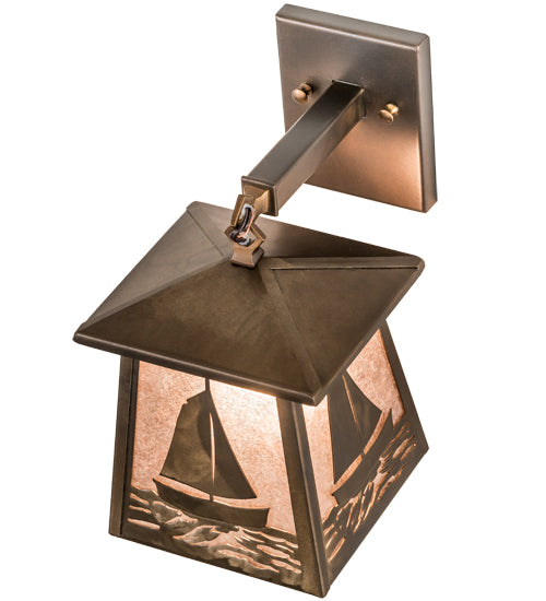 Meyda Tiffany Lighting 82646 Sailboat One Light Wall Sconce Outdoor Copper/Antique/Verde