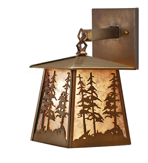 Meyda Tiffany Lighting 82647 Tall Pines One Light Wall Sconce Outdoor Copper/Antique/Verde