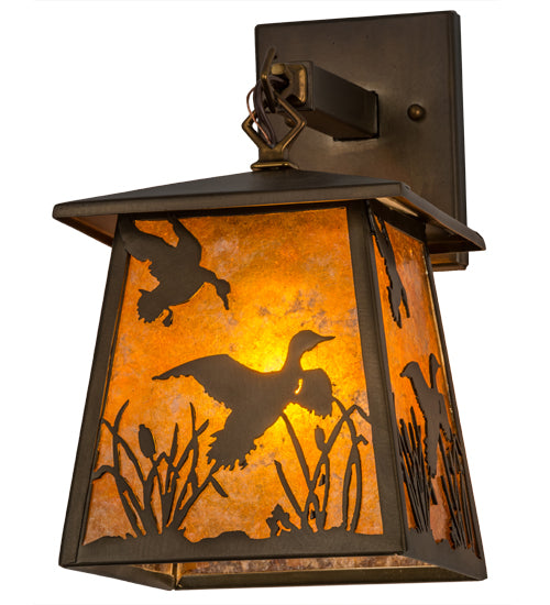 Meyda Tiffany Lighting 82652 Ducks In Flight One Light Wall Sconce Outdoor Copper/Antique/Verde