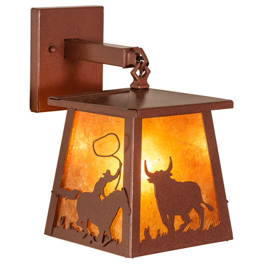 Meyda Tiffany Lighting 82663 Cowboy & Steer One Light Wall Sconce Outdoor Bronze / Dark