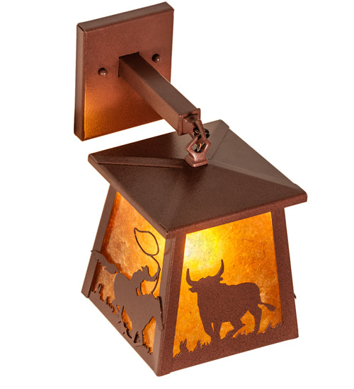 Meyda Tiffany Lighting 82663 Cowboy & Steer One Light Wall Sconce Outdoor Bronze / Dark