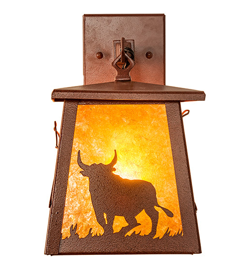 Meyda Tiffany Lighting 82663 Cowboy & Steer One Light Wall Sconce Outdoor Bronze / Dark