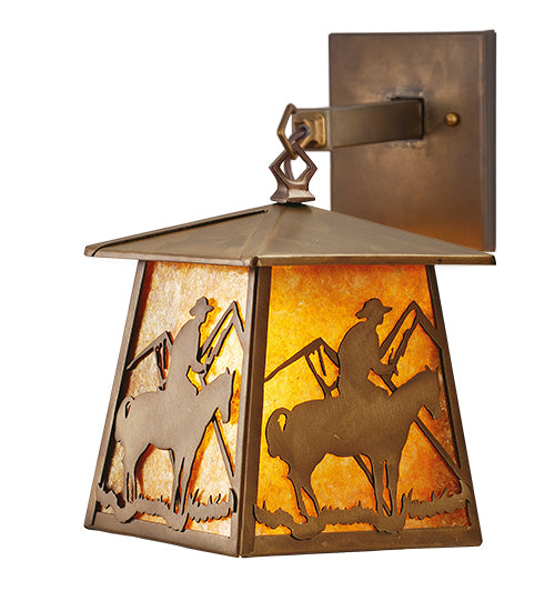 Meyda Tiffany Lighting 82672 Cowboy One Light Wall Sconce Outdoor Copper/Antique/Verde