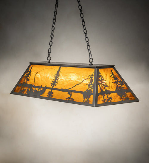 Meyda Tiffany Trout & Fisherman 82887 Pendant Light - Pewter