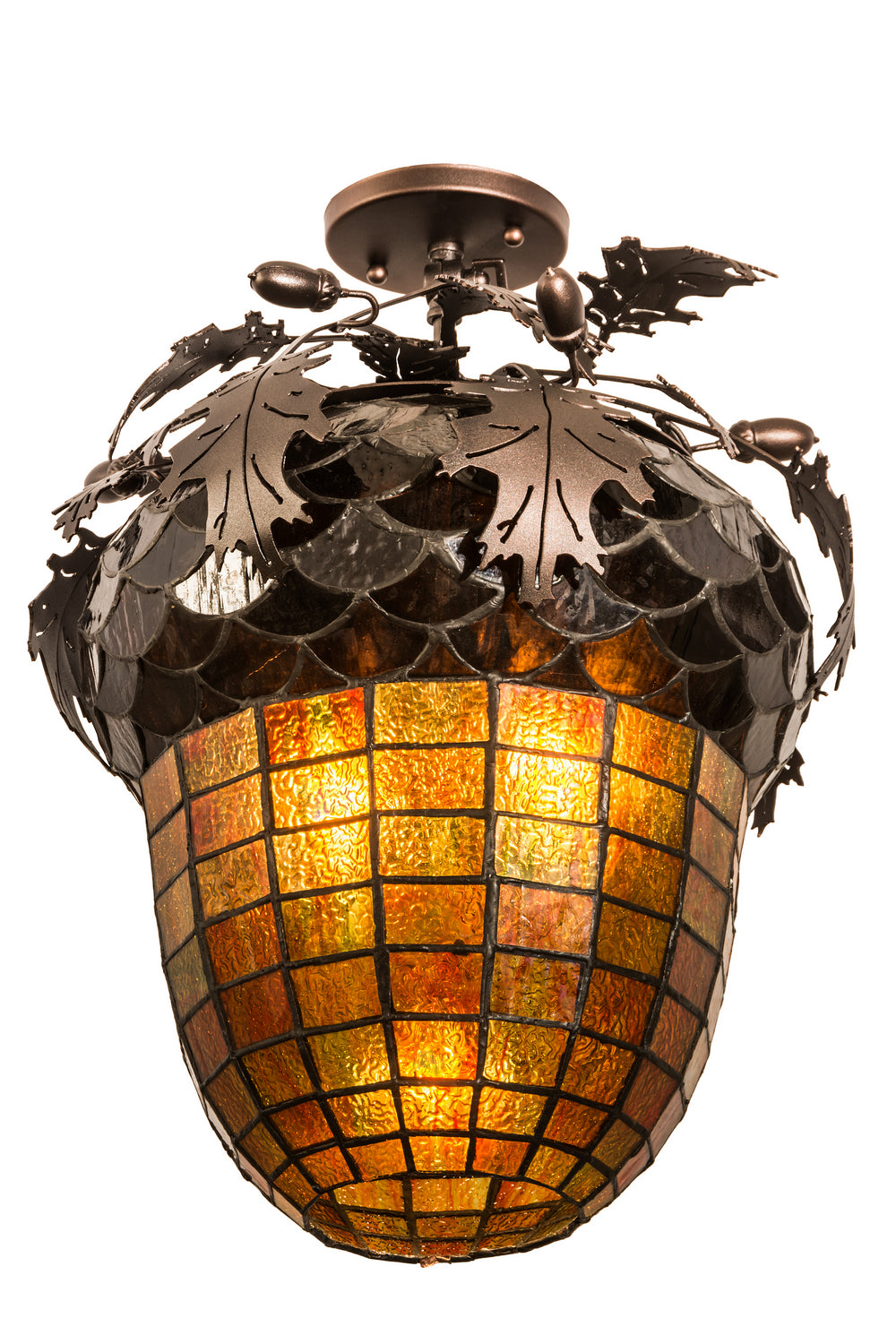 Meyda Tiffany Oak Leaf & Acorn 181660 Ceiling Light - Mahogany Bronze