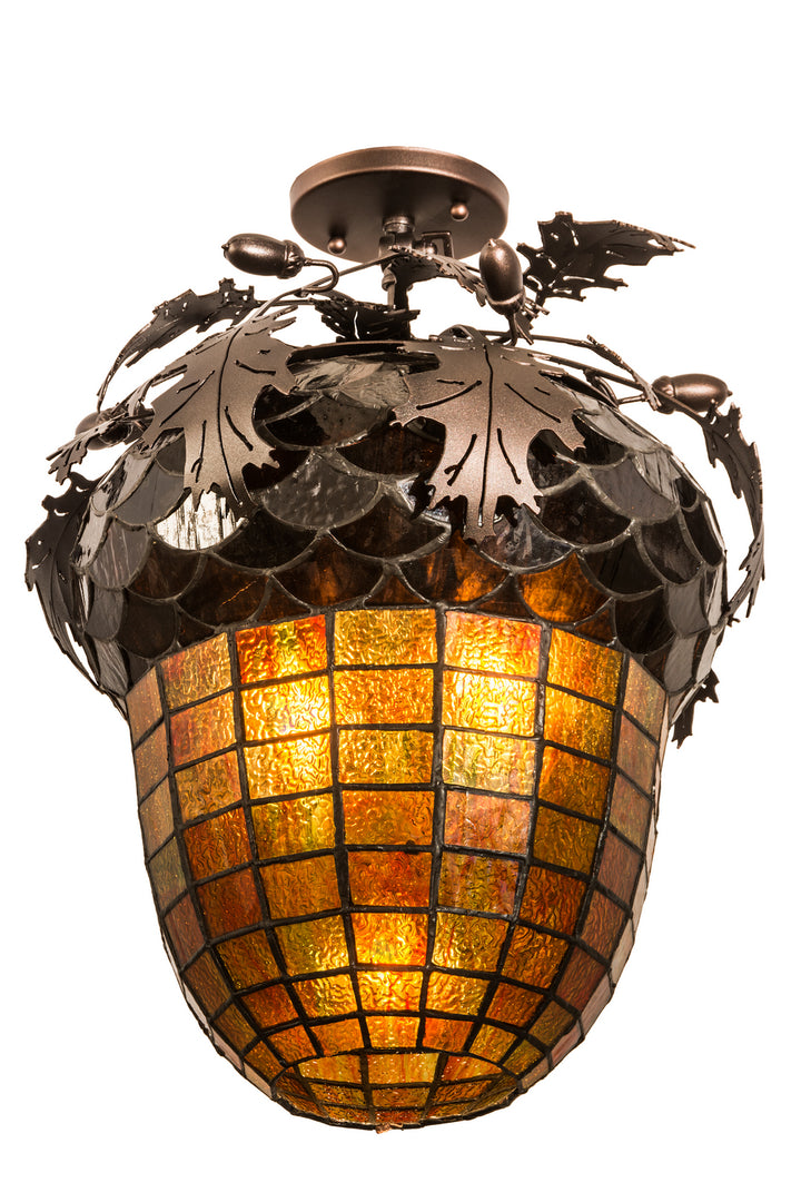 Meyda Tiffany Oak Leaf & Acorn 181660 Ceiling Light - Mahogany Bronze