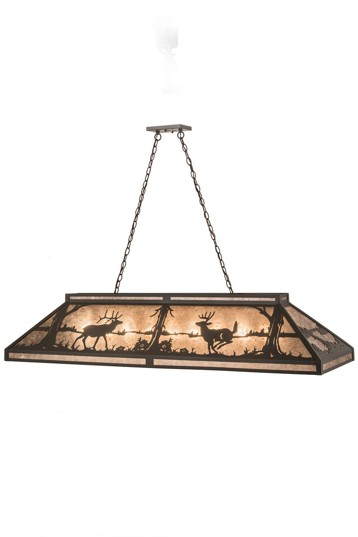 Meyda Tiffany Elk & Deer At Lake 184266 Pendant Light - Timeless Bronze