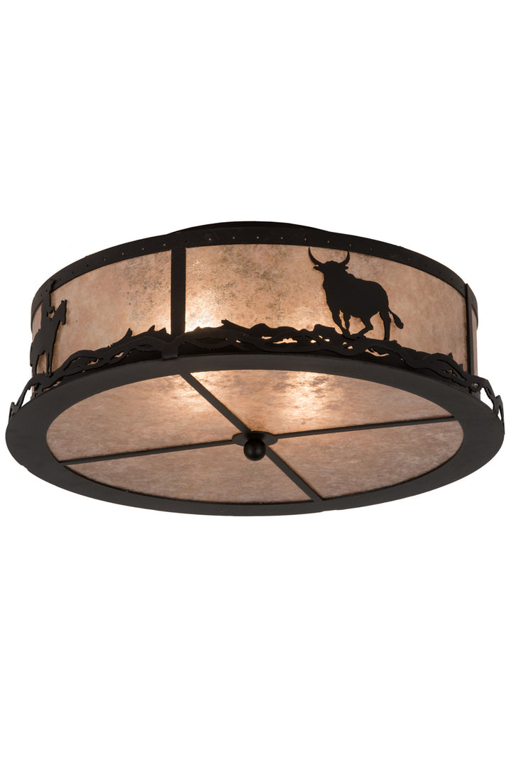 Meyda Tiffany Cowboy & Steer 187291 Ceiling Light - Textured Black