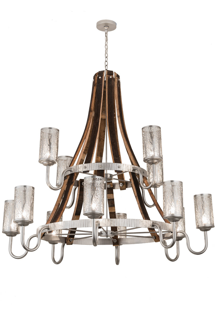 Meyda Tiffany Barrel Stave 187997 Chandelier Light - Natural Wood,Brushed Nickel