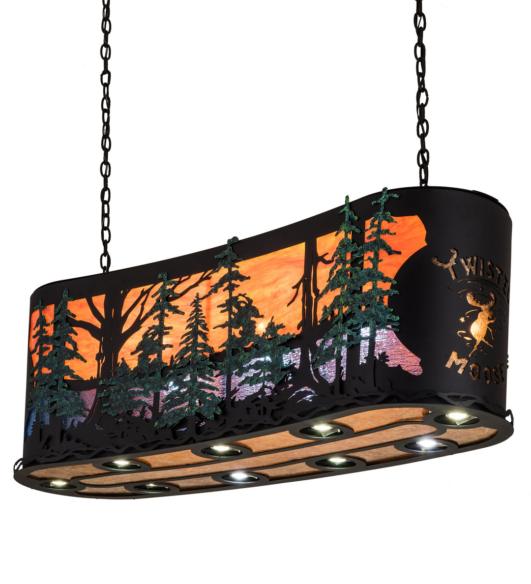 Meyda Tiffany Bola 188290 Pendant Light - Textured Black/Green Trees