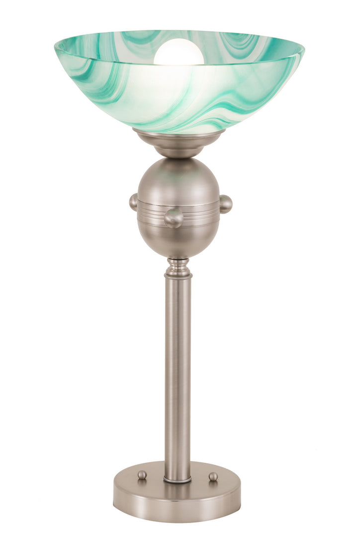 Meyda Tiffany Lighting 188677 Metro One Light Tabletop Torchiere Lamp Pewter, Nickel, Silver