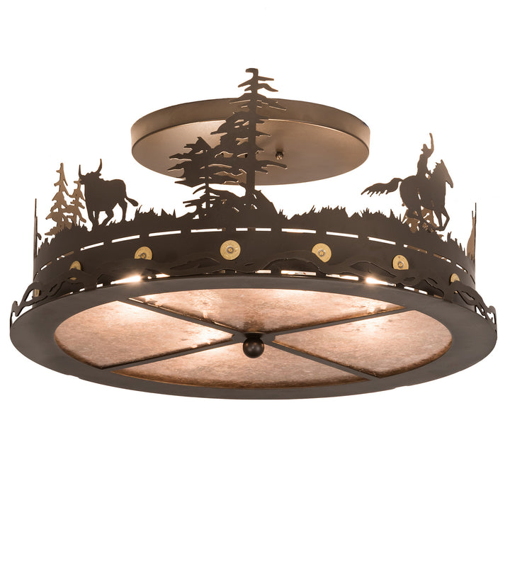 Meyda Tiffany Cowboy & Steer 189085 Ceiling Light - Bronze