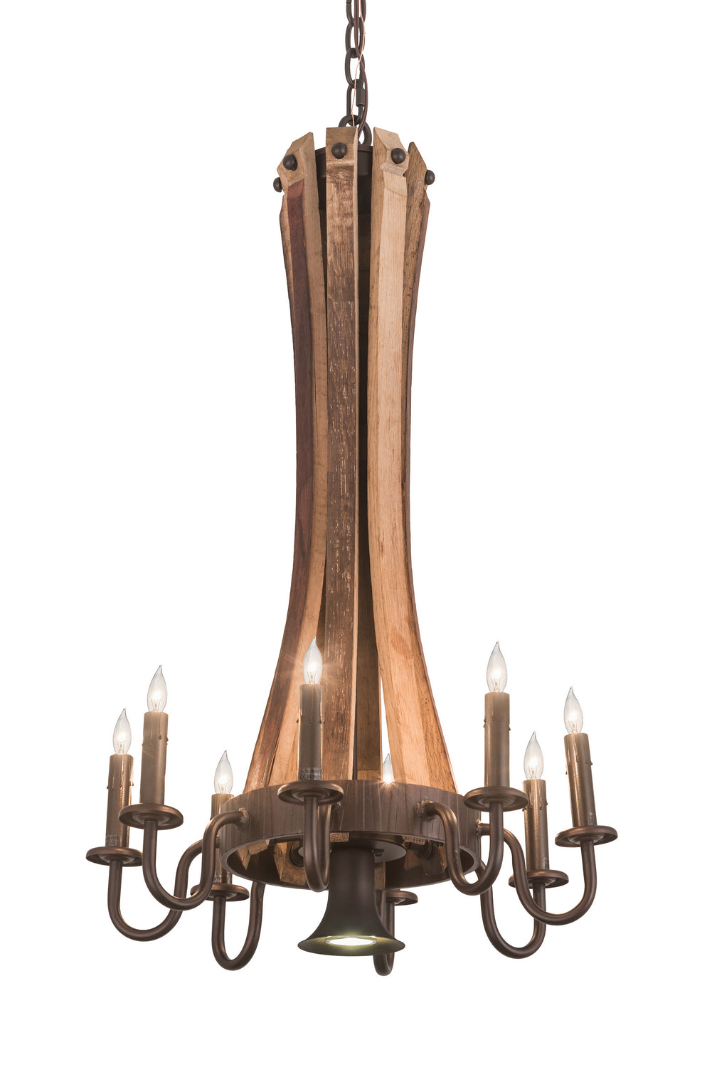 Meyda Tiffany Barrel Stave 191707 Chandelier Light - Natural Wood,Mahogany Bronze