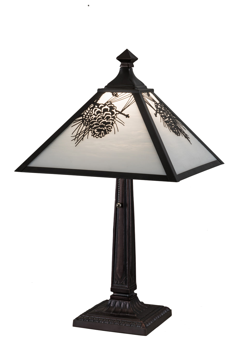 Meyda Tiffany Lighting 192187 Winter Pine One Light Table Lamp Lamp Bronze / Dark