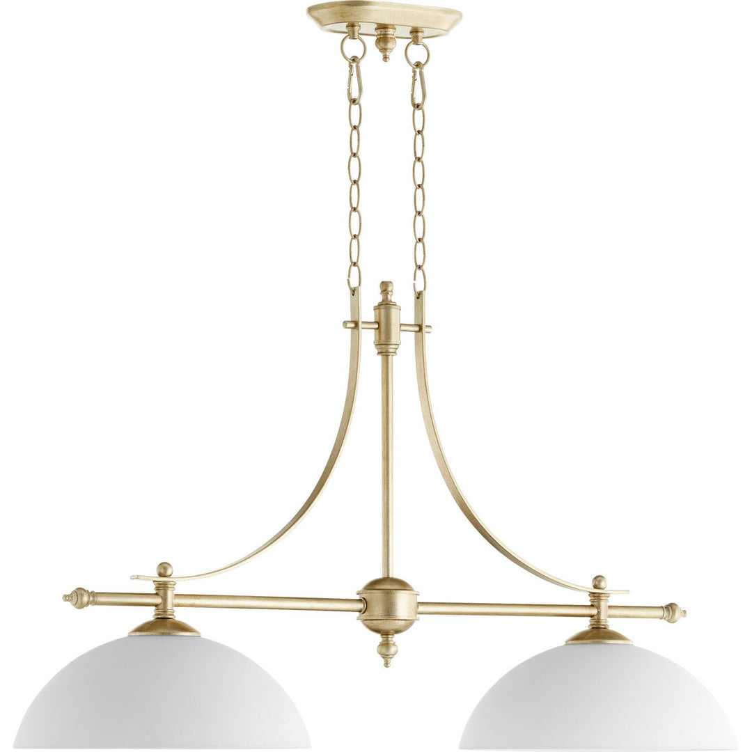 Quorum Aspen 6577-2-60 Pendant Light - Aged Silver Leaf w/ Satin Opal