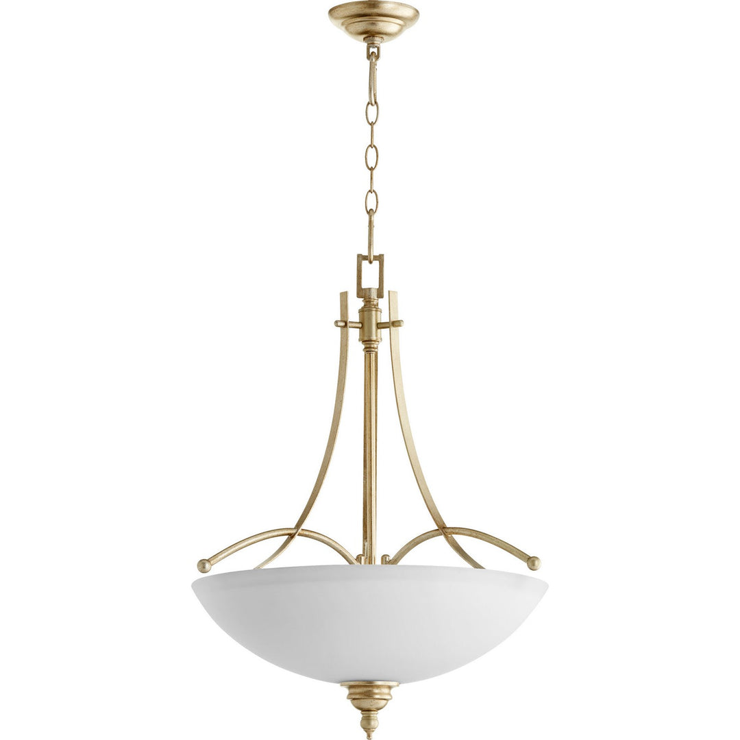 Quorum Aspen 8177-4-60 Pendant Light - Aged Silver Leaf w/ Satin Opal