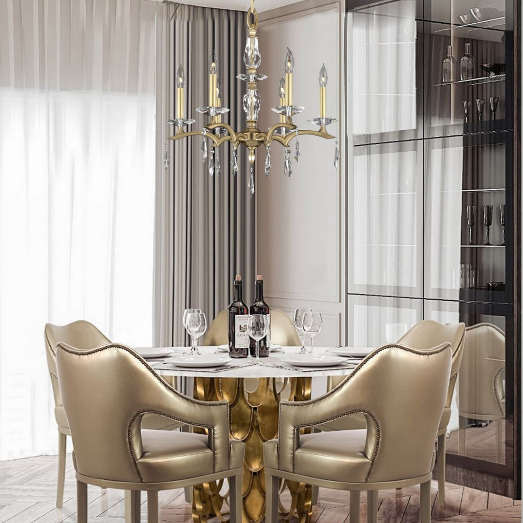 American Brass & Crystal Kaya CH5503-G-36G-ST Chandelier Light - Polished Nickel
