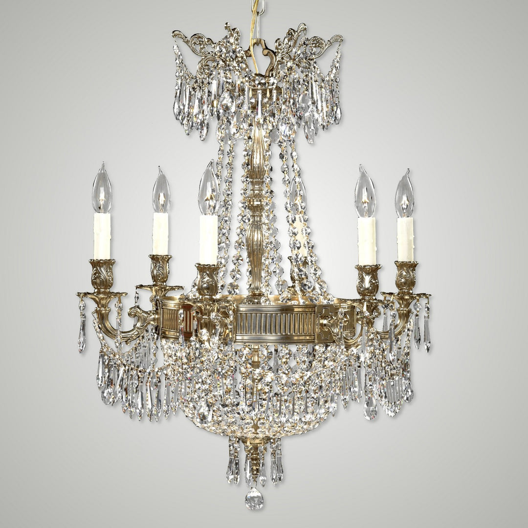 American Brass & Crystal Valencia CH8141-P-12G-PI Chandelier Light - Polished Brass with Black Inlay