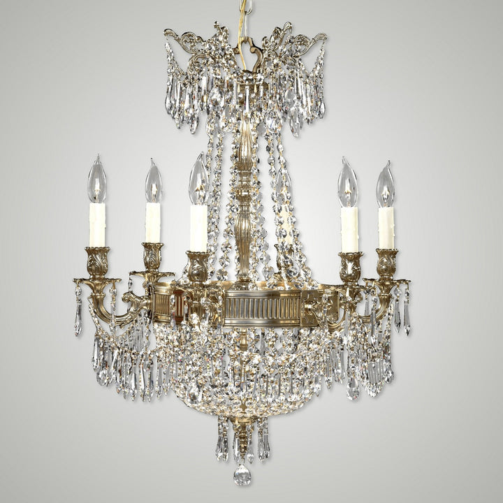 American Brass & Crystal Valencia CH8141-P-12G-PI Chandelier Light - Polished Brass with Black Inlay